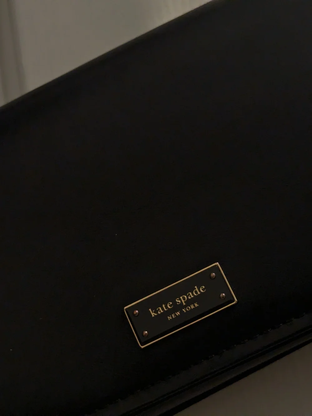 Kate Spade New York Black Smooth Leather Flap Shoulder Bag Gold Stud Accents 90s